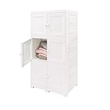 ABBAware Mehrzweckkomode mit einrastenden Klapptüren, Haushaltsschrank 68x48x134cm mit 3 extra großen Fächern, Stabile Ausführung 20kg pro Fach, schöner Allzweck-Aufbewahrungsschrank