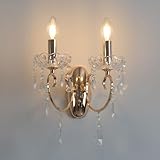 KosiLicht - Wandleuchte - 2 -flammig Kristall Barock mit Kristall-behang Gold - Pavia