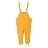 Generisch Kleinkind Kinder Regen Latzhose Winddicht wasserdicht Schlamm-Jumpui OutfitsNylon ideal für lässige Outdoor Anzug 86 (Yellow, 5-6 Years)