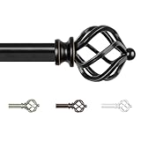 KAMANINA Gardinenstange Schwarz 80 to148CM Lang, Dekorativ Vorhangstangen Ausziehbar Vorhangstange mit Twisted Cage Endstück für Fenster, Wohnzimmer, Schlafzimmer