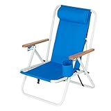 Klappstuhl Camping - 4000g Klappbarer Strandstuhl Mit Verstellbarer Kopfstütze | Campingstuhl, Transportable Klappliege Mit Getränkehalter Als Campingzubehör Für Outdoor für anhaltenden Sitzkomfort