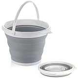 Faltbarer Eimer, 5L Falteimer aus Kunststoff, Zusammenklappbarer Eimer, Putzeimer, Wassereimer, für den Innen- und Außenbereich, Ideal für Camping, Festivals, Strand, Wäscherei, Autowäsche