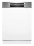 Bosch SMI2HTS08E Serie 2 Teilintegrierter Geschirrspüler, 60 cm, Smart Start, AquaStop, Silence on demand, Ferndiagnose, Extra Trocknen, Favoritenprogramm, Programmassistent, Gebürsteter Stahl