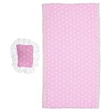 JOINPAYA Satz Für Puppenbettwäsche Zubehör Für Babypuppen Möbel Für Babypuppen Babypuppendecken Und Zubehör Puppenhausbettwäsche Babyzimmer-Dekoration Miniaturdinger Rosa Stoff