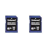 Intenso Professional SDHC UHS-I Class 10, U3, V30 32GB Speicherkarte (bis zu 100 MB/s) blau (Packung mit 2)