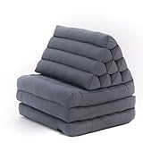Leewadee - Bequeme Japanische Bodenmatratze - Thai Bodenliege mit Dreieckskissen - Futon Klappmatte - Thai Massagematte, 170 x 53 cm, Anthrazit