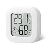 Flintronic Mini LCD Thermometer, Digital Thermometer Innen, Hygrometer Innen, Thermometer Hygrometer, Kabelloses, Luftfeuchtigkeit Meter für Babyzimmer Wohnzimmer Büro Gewächshaus(Weiß)