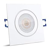 SSC-LUXon QW-2 Badeinbaustrahler LED ultra flach Dimmbar ohne Dimmer fourSTEP - 5W warmweiß 230V - IP44 Deckenspot weiß eckig