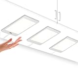 ENUOTEK 3er LED Küchenunterbauleuchten Schrankleuchten Flach Arbeitsplattenbeleuchtung Küche Lampen mit Berührungsloser Sensor Schalter und Stufenloser Dimmfunktion, 5W 450Lm, Neutralweiß 4000K