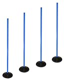 SPORTIKEL24 Slalom-Set mit schwerem Gummi-Standfuß & 100 cm Stangen – 4er-Set – Blau – Besonders standsichere Trainingsstangen – Für Agility & Koordination