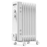 VonHaus Ölradiator, Elektrischer Heizkörper für Homeoffice, Elektroheizung zum Schnellen Wärmen Jedes Raums, Mit Thermostat, 2,5 kW Ölheizer für Maximale Wärme (Weiß, 9 Rippen)
