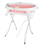 Baby Badewanne Faltbare, mit Weichem Polster und Gestell, Portable Baby Bathtub als Wesentliche Artikel für Neugeborene und Kleinkind, für 0-24 Monate (Rosa)