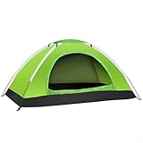 FACULX Ultraleichtes Campingzelt für 1–2 Personen, wasserdichtes Rucksack-Zelt mit Doppeltüren, Tragetasche, Heringen und Regenfliege für Wanderungen, Outdoor-Abenteuer (1 Person, grün)