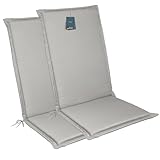 LILENO HOME Gartenstuhl Auflagen [2er Set - Hochlehner] in Grau - Bequeme Liegen als Sitzauflagen für Gartenmöbel - Stuhlkissen für Gartenstühle und Klappstühle MIA