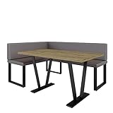 Eckbank Akiko Metal mit Tisch - Eckbankgruppe für Ihrem Esszimmer, Küche modern, Sitzecke, Essecke. Perfekt für Küche, Büro und Rezeption. Solide und Starke Verarbeitung. (Soft 30, 168x128 Links)