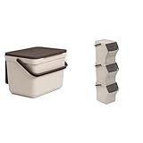 TATAY Mülltrennsystem Küche | 1 Biomülleimer Smart 6L mit Halterung und Schrauben + 3 Easy Waste Recycling Behälter 20L Ecohome | Kompakt & Modular | Aus Recyceltem Material