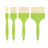 Backpinsel, 4 Stück Küchenpinsel Set 2.5/4.5/7.5/9.5cm Grillpinsel Kochpinsel Kochfett Pinsel Küche Pastry Brush Ölpinsel für BBQ Sauce Marinade Eieraufstrich Rühren (Grün)