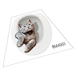BEBEMOKO Niedliche Katzen-WC-Sitz-Aufkleber, abnehmbar, selbstklebend, Badezimmer-Aufkleber für dekorative WC-Sitz, Cartoon-Katzen-Design, Wandkunst für WC-Dekoration