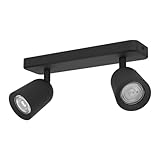 EGLO Deckenlampe 2-flammig Camaldoli, Deckenstrahler mit flexiblen 3 Strahlern, Spot Deckenleuchte aus Stahl in Schwarz, GU10 Fassung