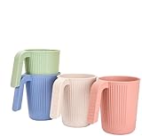 8er Trinkbecher Set 350ml Tasse mit Griff Bruchfeste Wiederverwendbare Trinkbecher für Kinder und Erwachsene Bunte Plastik Becher für Kaffee Tee BPA-Frei