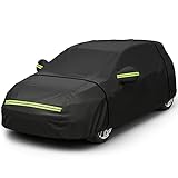 Favoto Autoabdeckung Winter Vollgarage Auto Abdeckplane Staubdicht Wasserdicht Autohülle Autoplane Car Cover für 400cm-435cm Schrägheck Schwarz 435cm x 180cm x 160cm 2.8kg