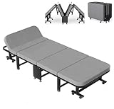 Klappbett 60/70/80/90x200xcm Gästebett, Matratze aus Memory-Schwamm 30MM,Faltbare Metallbett stabil Mit Rollen leicht zu tragen und Zusammenzubauen,für Erwachsene belastbar bis 200kg,Schwarzes Regal