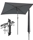 4smile Sonnenschirm Balkon + Sonnenschirmhalter Balkongeländer + Sonnenschirm Schutzhülle - SET Sonnenschutz Balkon mit UV50+ Sonnenschirm rechteckig 200x125cm SunnyShade Plus, Anthrazit