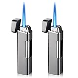 Jetflame Sturmfeuerzeug Metall - Winddichtes Feuerzeug Ohne Butan Gas, Gasfeuerzeug Nachfüllbar & Elektronisch, Starke Flamme für Outdoor/Kerzen/Grill/Geschenk