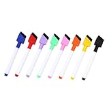 Cabilock 8 Stück 8 teilig abwischbarer Whiteboard Marker mit Farben Schwarz Grün Violett Gelb Orange Blau Rot Kleine Dry Erase Stifte für Schule Büro Flipchart Vielseitige Farbige