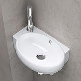 doporro Waschbecken Gäste-WC Aufsatzwaschbecken Hängewaschbecken für Gäste-WC 42x28x15cm Keramik Waschbecken Handwaschbecken in weiß Brüssel001L