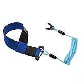 Eawfgtuw Sicherheitsgurt für Boote, mit Schnalle für Jet-Ski-Motor, Nylon-umwickelte Spiralschnur, Neopren-Handgelenkschlaufe, verstellbarer Karabiner (A Blau)