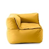 Lumaland Sitzsack-Lounge Modular Eckteil | Waschbare Sitzmöbel für Innenräume & Garten | Indoor & Outdoor Sitz-Garnitur | Wasserfester Ecksessel | Einfach erweiterbar 81x81x70cm [Senfgelb]