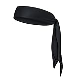 Frcolor Headtie Sport-Stirnband für Damen und Herren, Schweißband, ideal für Laufen, Krafttraining, Tennis, Karate, Leichtathletik (Black)