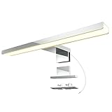 SSC-LUXon LEVA Spiegelleuchte Badezimmer 30cm silber glänzend - Bad Spiegel Beleuchtung 3-in-1 warmweiß 230V Badspiegelleuchte
