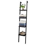 SoBuy FRG15-SCH Wandregal Badregal Leiterregal Standregal Bücherregal mit Vier Böden Breit: 33cm