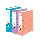 Original Falken 3er Pack PP-Color Ordner. Made in Germany. 8 cm breit DIN A4 farbig sortiert Pastell Vegan Kunststoff-Ordner Ringordner Aktenordner Briefordner Büroordner Plastikordner Schlitzordner