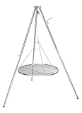 HeRo24 Edelstahl- Dreibein Schwenker Grillgestell mit Kurbel,Kette,Hacken und Wirbel und Tasche zum verstauen !