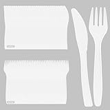 Plastikbesteck, 100 Stück Plastikbesteck Set, Wiederverwendbar Party Besteck Enthalten Plastikgabeln Plastik Messer Party Besteck Plastik für Partys Outdoor Abendessen (Weiß)