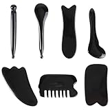 WEKADRIN Schwarz 7 Stück Massage und Schaberset aus Langlebigem Harz für Gesicht und Körper Muskelentspannung Milchsäureabbau und Hautpflege