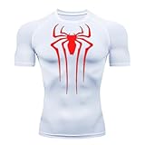 Herren Spider Print Kompressionsshirt Schnell trocknendes T-Shirt, Gym Lauftshirt Männer Spider T-Shirt Atmungsaktiv Kurzarm Frühling Sommer Bodybuilding-T-Shirts für Herren Workout Muskeln