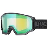 uvex athletic FM - Skibrille für Damen und Herren - Filterkategorie 2 - beschlagfrei - black matt/green-LGL - one size