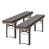 UDPATIO 2er Set Bierbankauflagen mit Bezug 180 x 25 x 4 cm,XL Waschbare auflagen bierzeltgarnitur für Partyzeltgarnitur(Grau, wasserdicht)