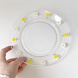 Jian1004 Speiseteller Transparenter Speiseteller, Glasteller, Frühstücksteller, Dessertteller, Haushalt, Café, Restaurant, Dim-Sum-Teller, flacher Teller, flacher Teller Geschirrset