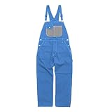 Herren Jeans Latzhose mit Werkzeugtaschen für Arbeitskleidung entspannten verstellbare Träger (Blue, XXXL)