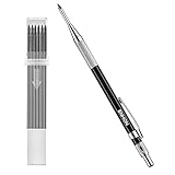 Enhon [NEW] 2mm Tieflochmarker Bleistift Baustelle mit 13 Bleistiftminen, Zimmermannsbleistift mit Anspitzer, Langnasiger Tiefes Loch Tischler Bleistift Markieren auf Holz, Metall - Schwarz