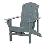 Outsunny Adirondack-Gartenstuhl mit Becherhalter Gartenliege Balkonstuhl Massivholz Dunkelgrau 97 x 72,5 x 93 cm