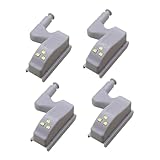 HAWILLOSCH 4 Stück LED Scharnier Licht für Schrank Türen Energiesparende Helle Abs Schrankbeleuchtung Kabellos für Küche Kleiderschrank Schrank Büro und Hotel Einfache Installation