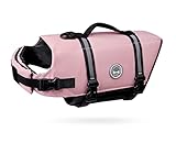 VIVAGLORY Rip Stop Schwimmweste Hund, Hundeschwimmweste, Schwimmhilfe & Auftrieb, Rettungsweste Hund für Bootfahren, XXS, Kirschblütenrosa