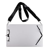 Aupawdy Klemmbrett A4,Aluminium Klemmbrett mit 160 cm Verstellbarem Schultergurt,Klemmbrettmappe Ideal für Werkstätten, Baustellen, Geschäftsreisen und Reisen,Silber(33,5x24cm)