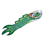 Pumixiy 70 cm Drachen-Windsack mit hellem Druck – strapazierfähiges Ripstop-Gewebe für Garten, Rasen, Veranda und pädagogische Ausstellung – Winddekoration für den Außenbereich (grün)